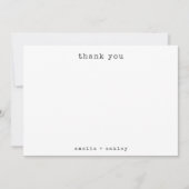 ミニマルなタイプライターホワイトカスタムウェディングフォト サンキューカード (正面)