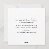 ミニマルなタイプライターメリーとフォトカ結婚したード シーズンカード (裏面)