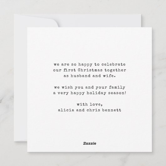 ミニマルなタイプライターメリーとフォトカ結婚したード シーズンカード (裏面)