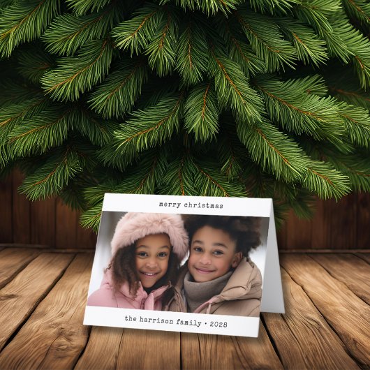 ミニマルなタイプライター折り畳みクリスマスカード シーズンカード