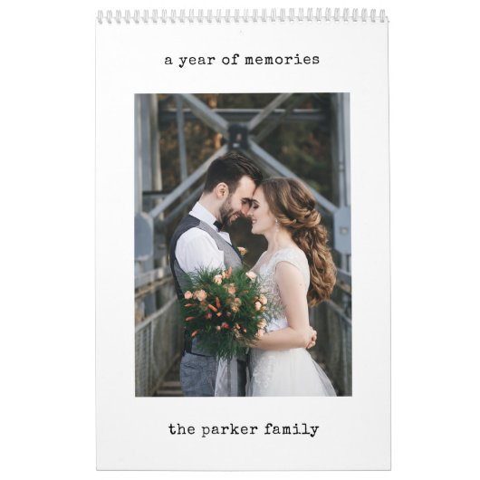 ミニマルなタイプライター白黒カスタム写真 カレンダー (カバー)