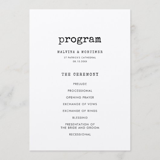 ミニマルなタイプライター結婚の両面 プログラム (正面)