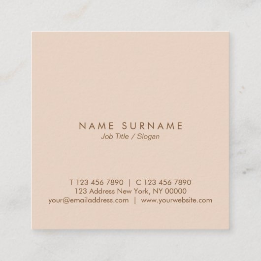 ミニマルなタイポグラフィのモモの正方形のアポイントメントカード スクエア名刺 (裏面)