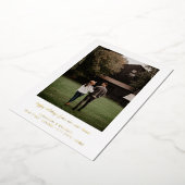 ミニマルなタイポグラフィーが新しい家に移動　写真　ゴールド 箔シーズンカード (回転した状態)