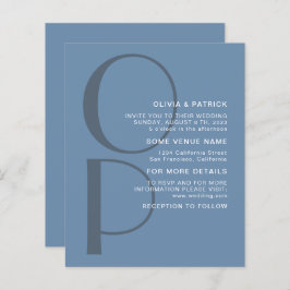 ミニマルなタイポグラフィーのモノグラム結婚式招待状