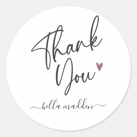 ミニマルなタイポグラフィー, モノクローム, ありがとうございます ラウンドシール (正面)