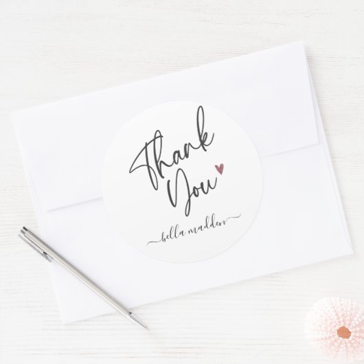 ミニマルなタイポグラフィー, モノクローム, ありがとうございます ラウンドシール (封筒)