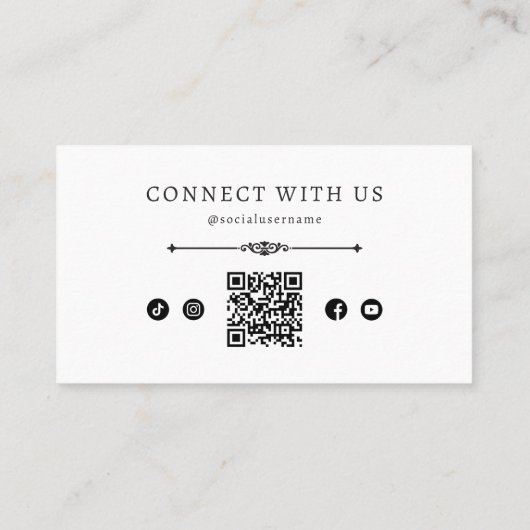 ミニマルなタトゥーアーティストQRコードソーシャルメディア 名刺 (裏面)