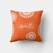 ミニマルなタンゲリンオレンジデイジーフローラ名 クッション (裏面)