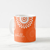 ミニマルなタンゲリンオレンジデイジーフローラ名 コーヒーマグカップ (正面左)