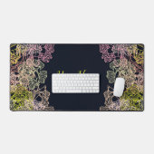 ミニマルなダイナミックワイヤ花びら抽象芸術花 デスクマット (キーボード&マウス)