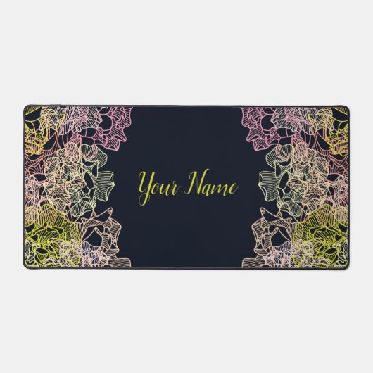 ミニマルなダイナミックワイヤ花びら抽象芸術花 デスクマット (正面)