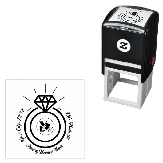 ミニマルなダイヤモンドジュエリーのビジネスロゴとアドレス セルフインキングスタンプ (インサイチュ)