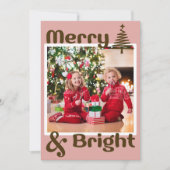 ミニマルなダスティピンク茶色のクリスマスツリーの写真 シーズンカード (正面)