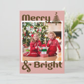 ミニマルなダスティピンク茶色のクリスマスツリーの写真 シーズンカード (スタンド正面)