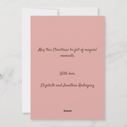 ミニマルなダスティピンク茶色のクリスマスツリーの写真 シーズンカード (裏面)