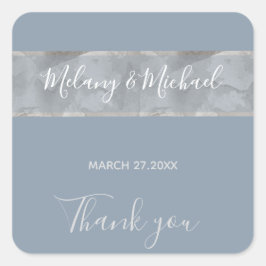 ミニマルなダスティブルーウォーターストライプカラーありがとう スクエアシール