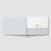 ミニマルなダスティブルーモダン金ゴールド結婚ズ ゲストブック (全面)