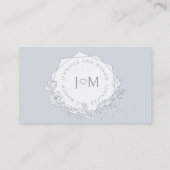 ミニマルなダスティブルー結婚フローラ座席表 プレイスカード (裏面)
