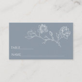 ミニマルなダスティブルー結婚フローラ座席表 プレイスカード (正面)