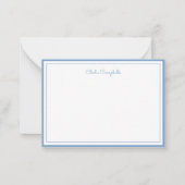 ミニマルなダスティブルー縁ど、2、署名 ノートカード (正面)
