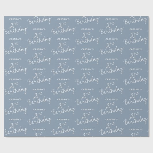 ミニマルなダスティブルー21歳の誕生日 ラッピングペーパー (フラット)