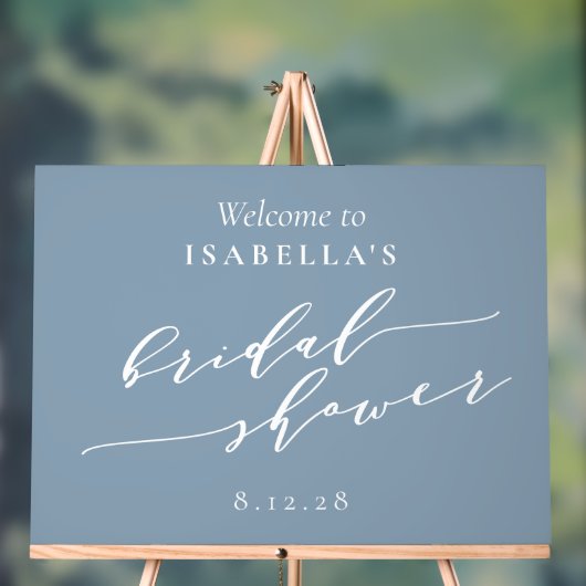 ミニマルなダスティーブルーのウェディングシャワーウェルカム アクリルサイン (ニュートラル)