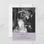 ミニマルなダスティ薄紫結婚アールデコの写真 サンキューカード (正面)