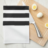 ミニマルなダックスフントのシルエット-白の黒 キッチンタオル (四つ折り)