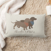 ミニマルなダックスフントシルエットおよび犬の名前 ランバークッション (ブランケット)