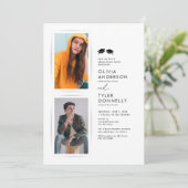 ミニマルなダブル卒業パーティー 招待状 (スタンド正面)