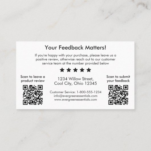 ミニマルなダブルQRコードありがとうご挿入カード 名刺 (裏面)