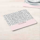 ミニマルなダルマチアスポットシンプルモダン可愛い スクエアペーパーコースター (アングル)