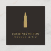 ミニマルなダークグレー金ゴールド口紅メイクアップアーティスト スクエア名刺 (正面)