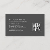 ミニマルなダークグレーQRコード 名刺 (裏面)