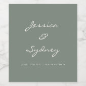 ミニマルなダークセージ緑結婚のスクリプカスタムト ワインラベル (シングルラベル)