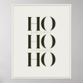 ミニマルなダークパイングリーン"HO HO HO"グラフィック壁 ポスター (正面)