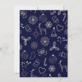 ミニマルなダークブルーと金ゴールドエレガントクリスマスパーティー 招待状 (裏面)