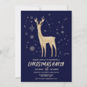 ミニマルなダークブルーと金ゴールドエレガントディアクリスマス 招待状 (正面)