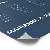 ミニマルなダークブルー2トーン結婚のシーティングチャート ポスター (角)