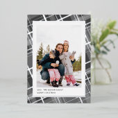 ミニマルなチェック柄 1枚の写真 グレー 縦 実物 箔シーズンカード (立ち正面)