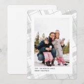 ミニマルなチェック柄 1枚の写真 白 縦 シーズンカード (正面/裏面)