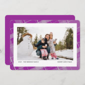 ミニマルなチェック柄 1枚の写真 紫色 水平 シーズンカード (正面/裏面)