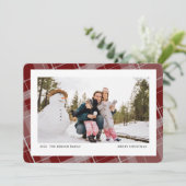 ミニマルなチェック柄 1枚の写真 赤 横 シーズンカード (スタンド正面)