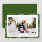 ミニマルなチェック柄 1 枚の写真 緑色 横向き シーズンカード (正面/裏面)