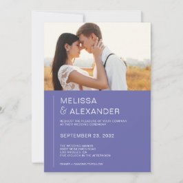 ミニマルなチック ペリウィンクル フォト ウェディング 招待状