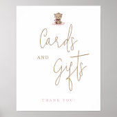 ミニマルなテディベア赤ちゃんシャワーカードとギフト ポスター (正面)