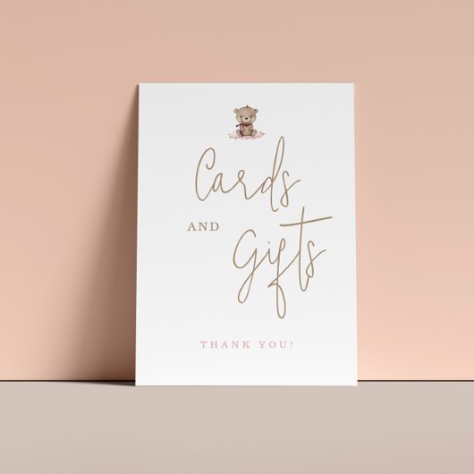 ミニマルなテディベア赤ちゃんシャワーカードとギフト ポスター