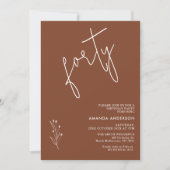 ミニマルなテラコッタボホモチーフ40歳の誕生日 招待状 (正面)