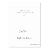 ミニマルなテーブルプレースカード(食事の選択肢付き) テーブルナンバー (正面)